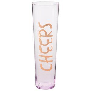 Plum & Punch Pink Glass Gold Lettering CHEERS Wine Champagne Stemless Gl…